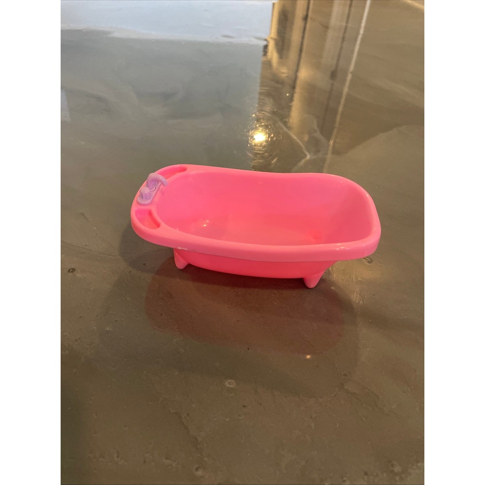 Vintage 1995 Mattel Pink Doll Bathtub Clawfoot Miniature Furniture Purple Faucet